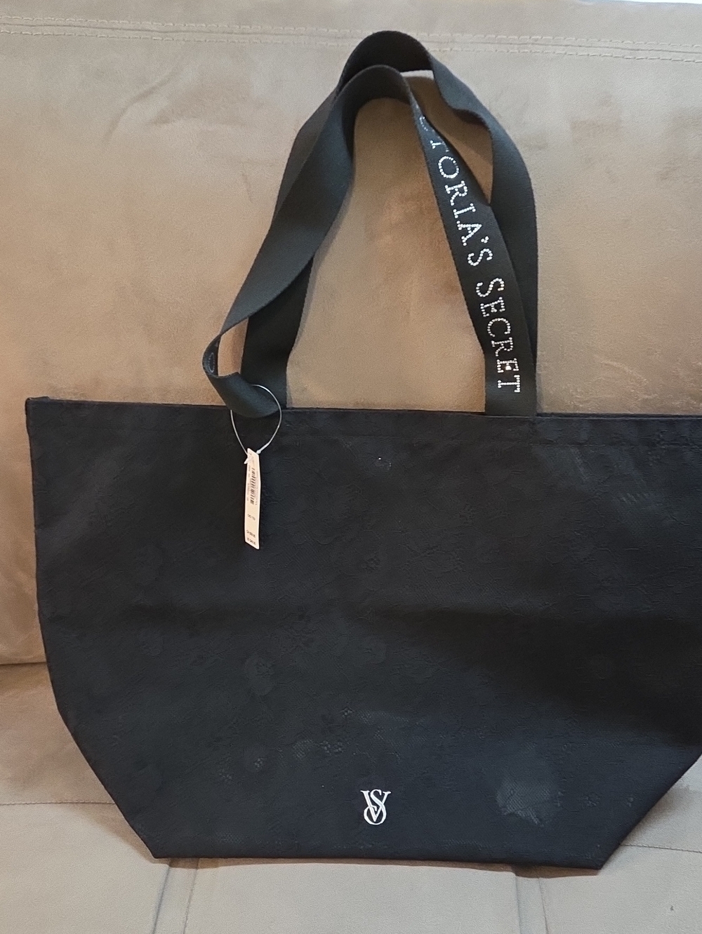 Victoria's Secret Lace Black Logo Canvas Tote